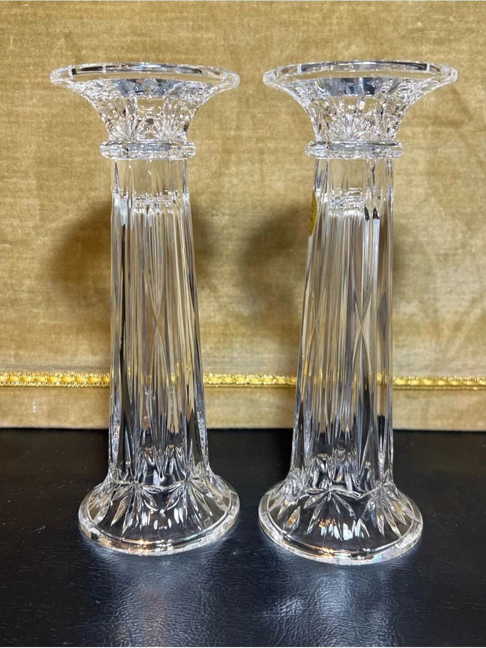 Princess House #730 Two/2 Lead Crystal Candlesticks Bud Vase Vtg Germany 7 3/4”